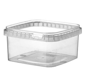 Afbeelding van TPS Plastic pot vierkant 600ml met veiligheidssluiting inclusief deksel
